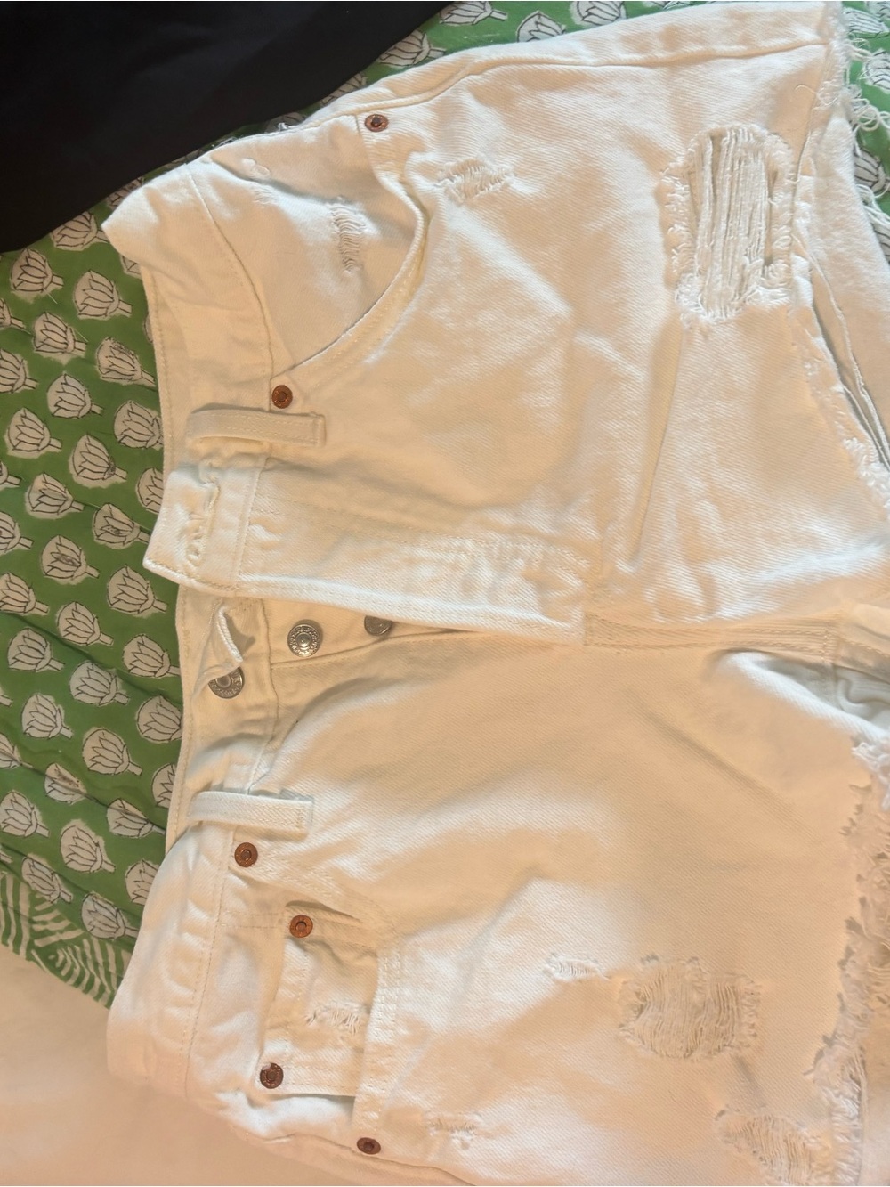 Levi's White Button-Fly Denim Shorts